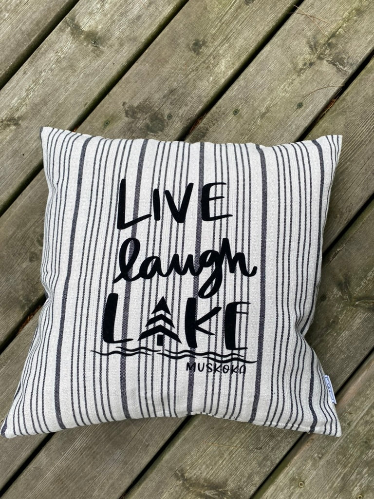 Multi-Stripe Pillow Cover - Custom LAKE Logo