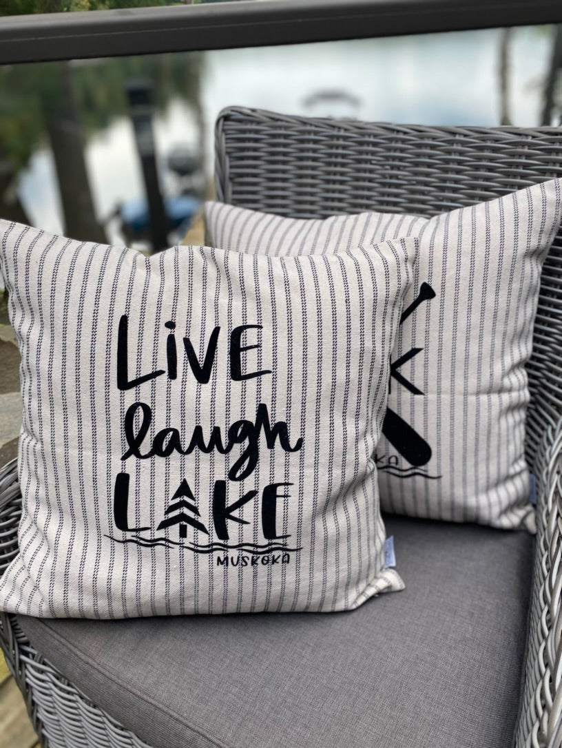 Vertical Stripe Pillow Cover - Custom LAKE Logo