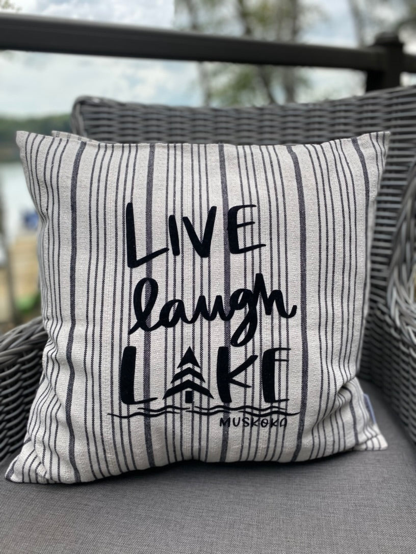 Multi-Stripe Pillow Cover - Custom LAKE Logo