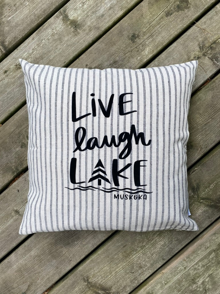 Vertical Stripe Pillow Cover - Custom LAKE Logo