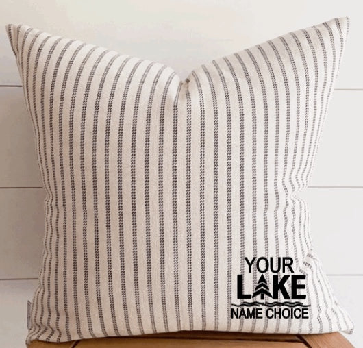 Vertical Stripe Pillow Cover - Custom LAKE Logo