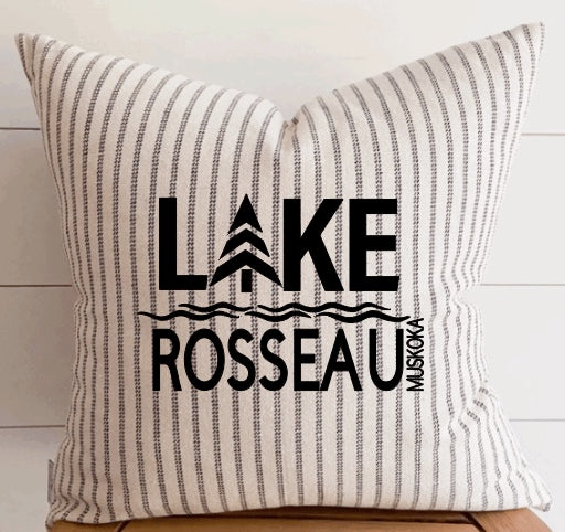 Vertical Stripe Pillow Cover - Custom LAKE Logo