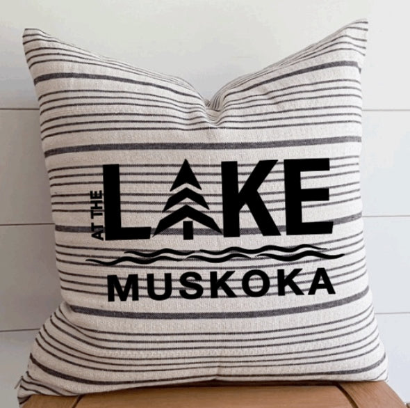 Multi-Stripe Pillow Cover - Custom LAKE Logo
