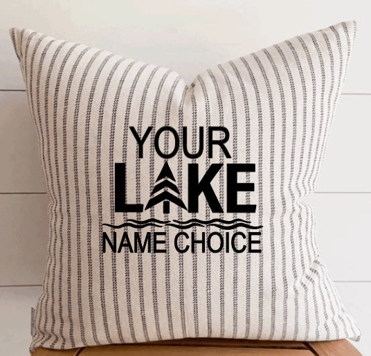 Vertical Stripe Pillow Cover - Custom LAKE Logo