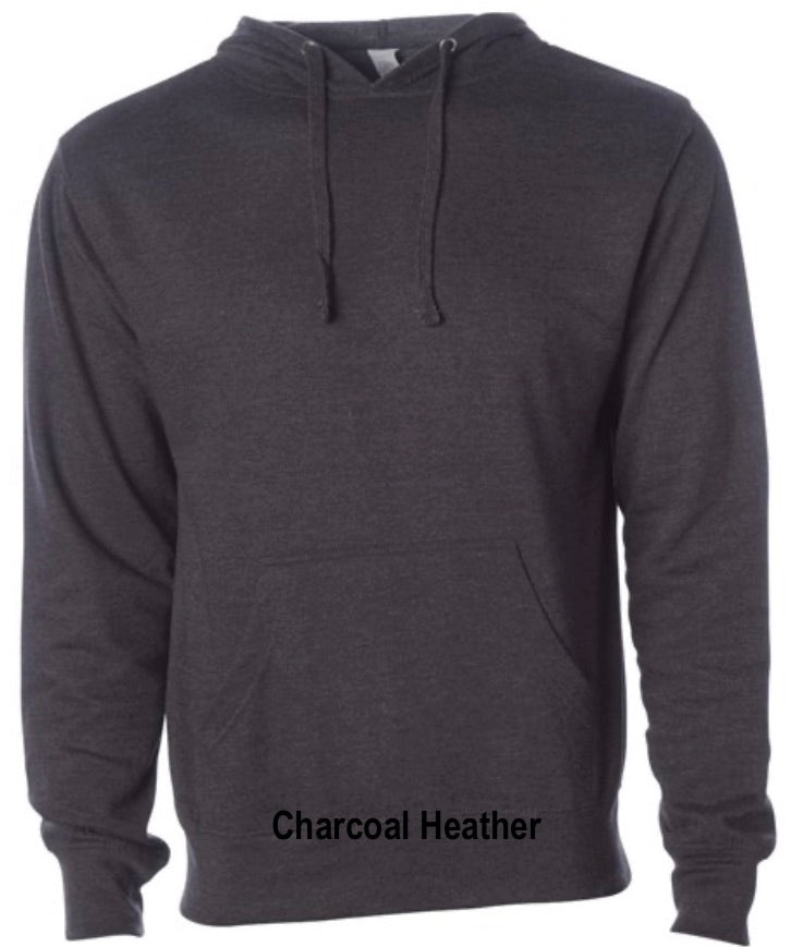 Hoodie shown in the colour charcoal heather.