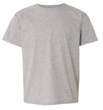 Youth t-shirt in sport grey ,90/10 cotton/polyester. Unisex Youth sizing.