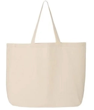 Large natural canvas tote sample.