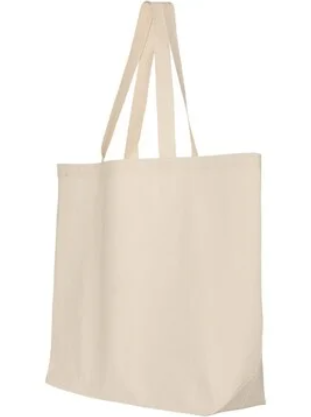 Large natural canvas tote sample.