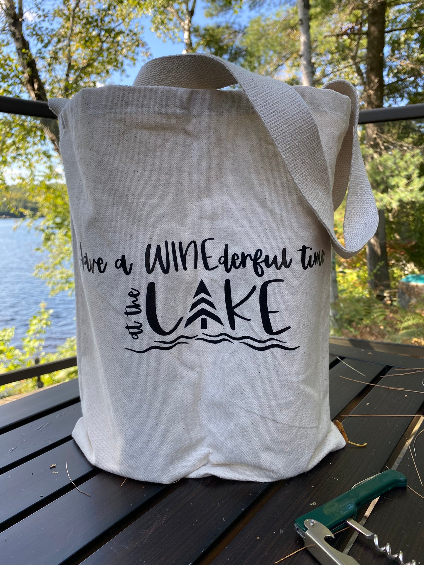 Canvas 4 Bottle 'Wine' Tote Bag