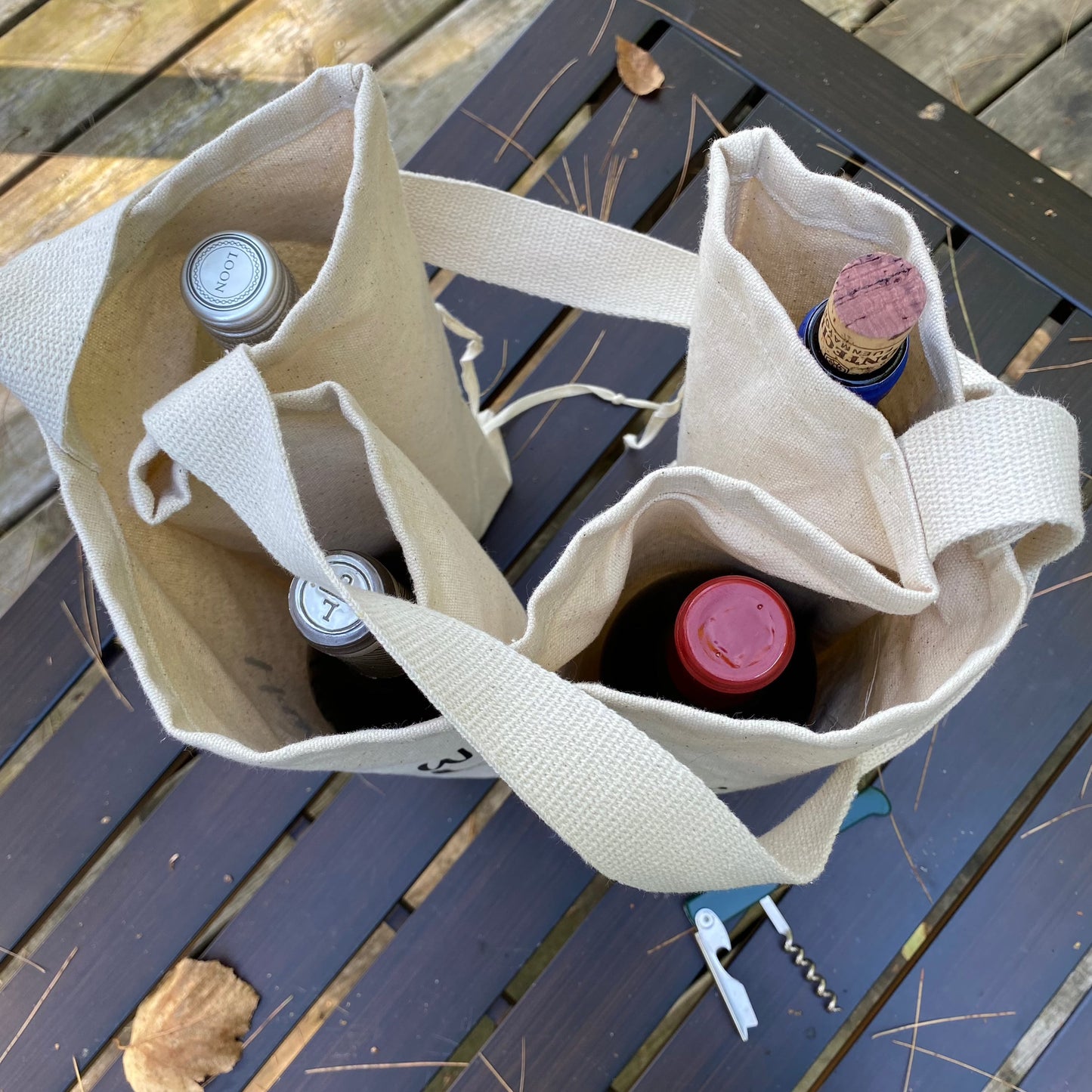 Canvas 4 Bottle 'Wine' Tote Bag