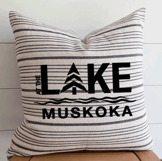 Custom LAKE Logo Horizontal Stripe Pillow Cover