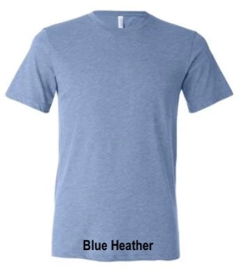 Cotton t-shirt shown in the colour blue heather.